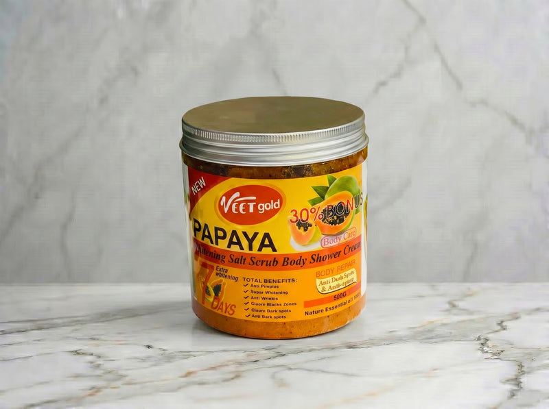 Veet Gold Papaya – Gommage Corps Éclaircissant au Sel